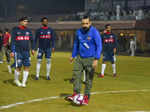 It's Bollywood stars versus Indian Navy team on the football ground