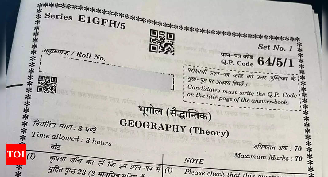 CBSE 12th Geography question paper 2023: Check and download here – Times of India