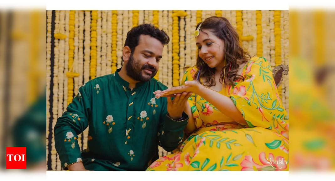 Maanvi Gagroo looks like sunshine in NEW pictures with Kumar Varun from their mehendi function – Pics inside – Times of India