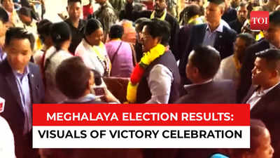 Meghalaya Election Results 2023: Visuals of victory celebration from CM Conrad Sangma’s office