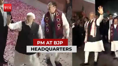 NE elections win: PM Narendra Modi at BJP headquarters in Delhi