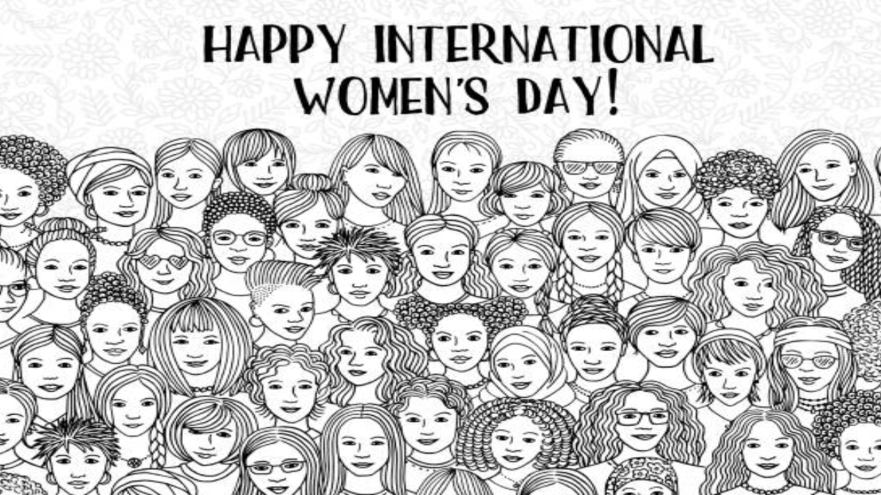 Happy Womens Day Drawing Lettering Color Phrase PNG Images | EPS Free  Download - Pikbest