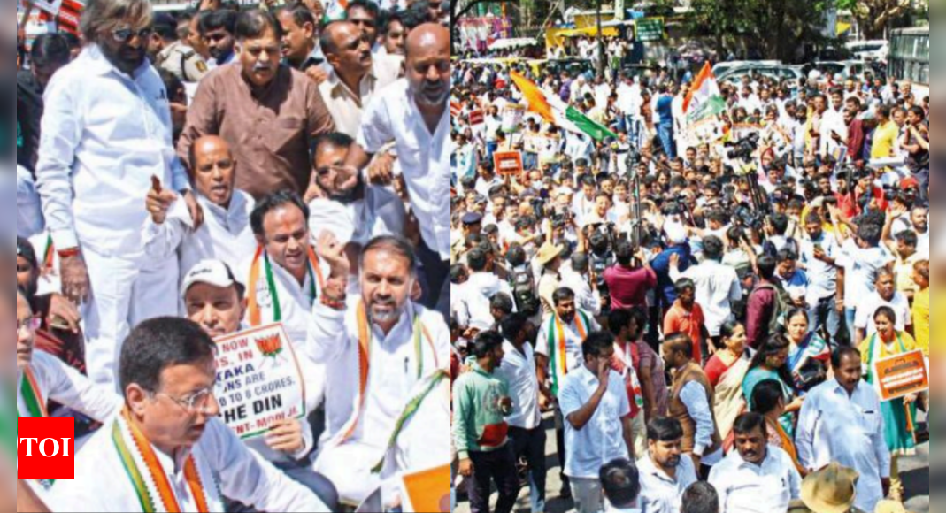 लोकायुक्त छापा: कांग्रेस नेताओं ने कर्नाटक के मुख्यमंत्री बसवराज बोम्मई के घर का घेराव करने की कोशिश की, हिरासत में |  बेंगलुरु समाचार – टाइम्स ऑफ इंडिया