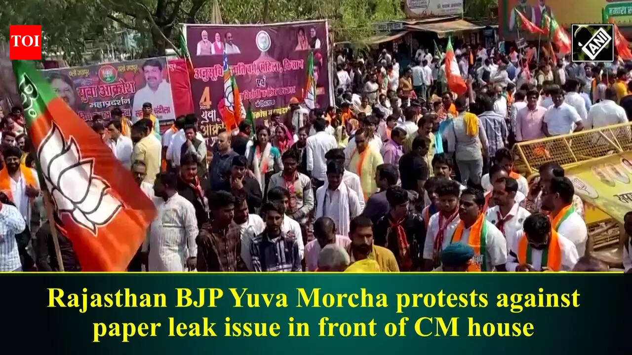 bjp: Rajasthan BJP Yuva Morcha protests against paper leak issue in ...