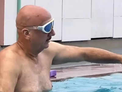 Anupam Kher conquers his fear of water and learns to swim on his 68th birthday - Watch video