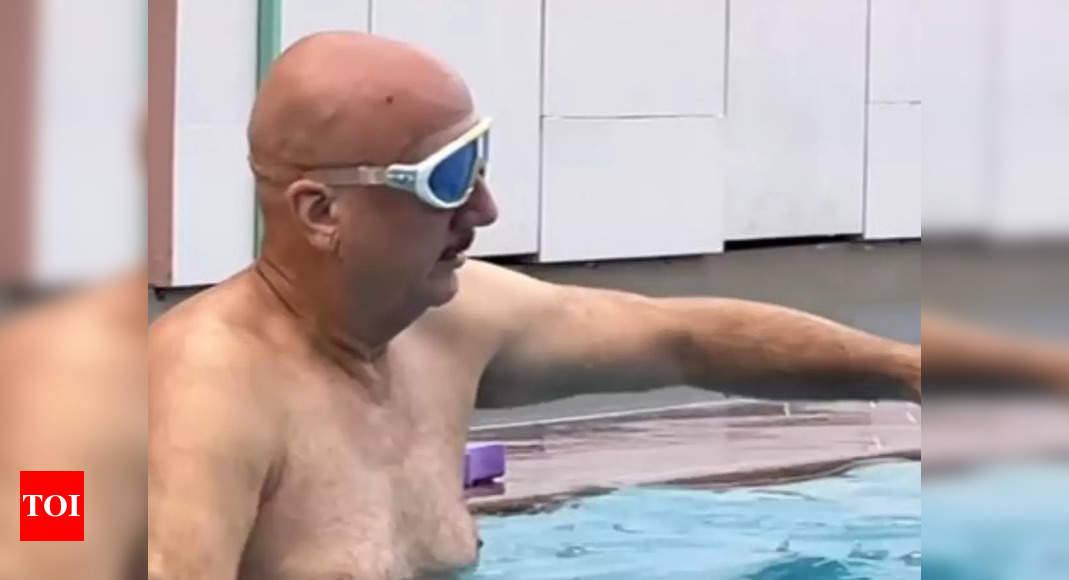 Anupam Kher conquers his fear of water and learns to swim on his 68th birthday – Watch video – Times of India