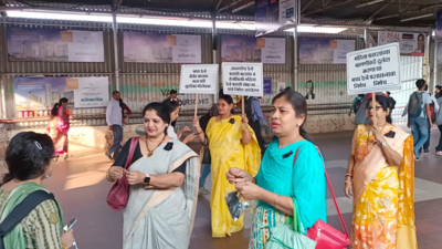 Women commuters at Dombivli railway station protest over long-pending demands