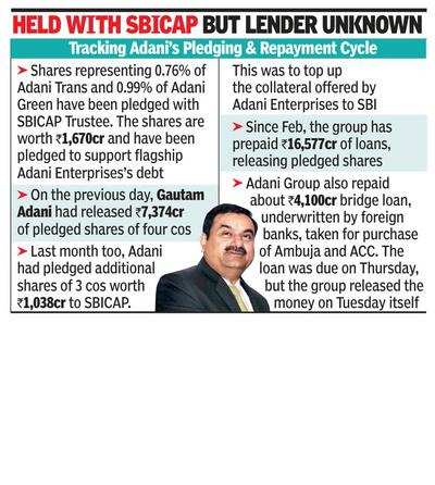 Adani pledges stocks of 2 cos a day after releasing 4 firms’