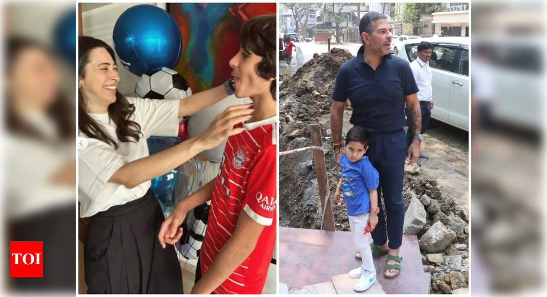Karisma Kapoor and ex-husband Sunjay Kapur reunite for their son Kiaan’s birthday bash; businessman brings wife Priya Sachdev and kids along – Pics Inside – Times of India
