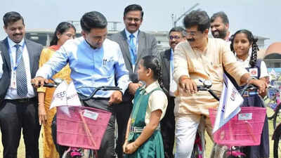 Goa CM Pramod Sawant distributes bicycles to school children in hinterland
