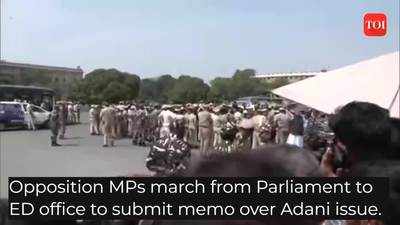 Opposition MPs begin march from Parliament to ED office to submit memo over Adani issue