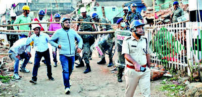 Police, civilians injured in clash during anti-encroachment drive