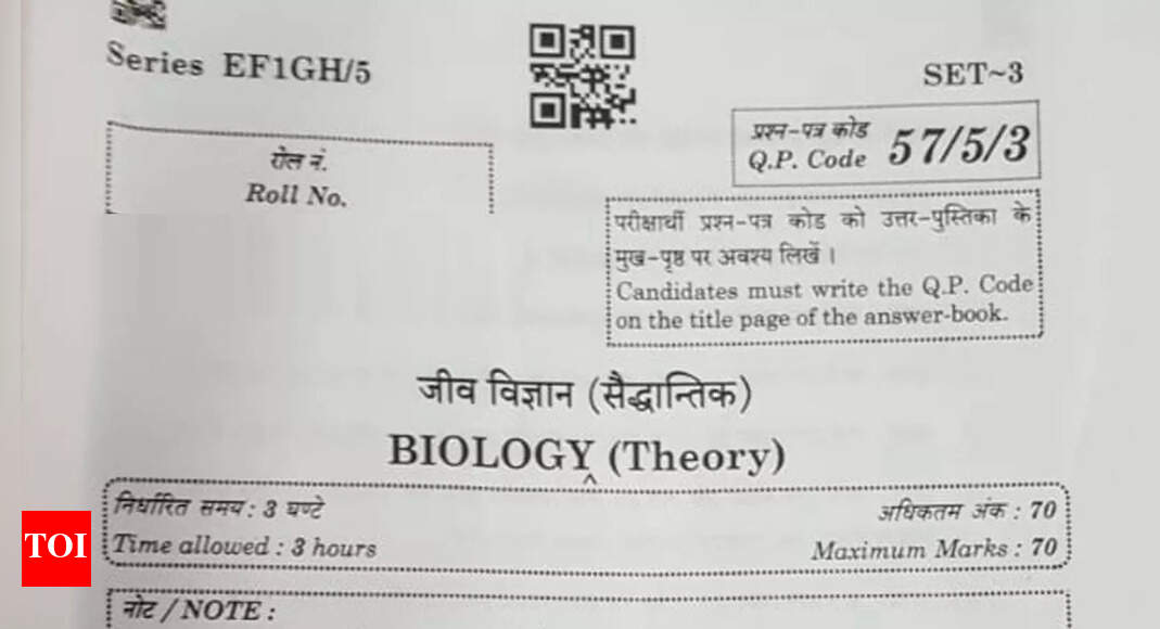 CBSE twelfth Biology query paper 2023: Test and obtain right here