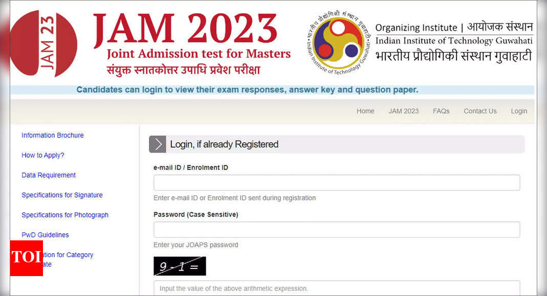 IIT JAM Final Answer Key 2023 released on jam.iitg.ac.in; download here