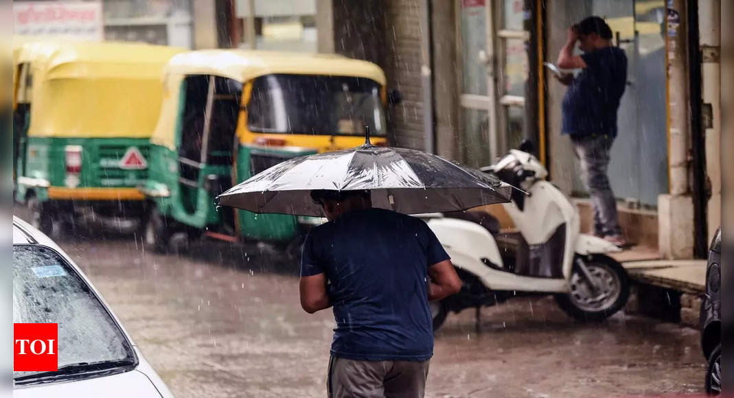 दिल्ली के कुछ हिस्सों में बारिश, ओलावृष्टि;  कई इलाकों में जलभराव |  दिल्ली समाचार – टाइम्स ऑफ इंडिया