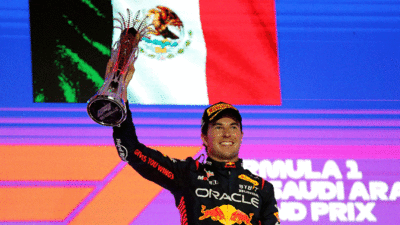 Sergio Perez wins Saudi Arabian GP as Max Verstappen goes from 15th to second