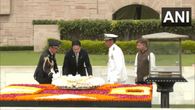 Japanese PM Fumio Kishida lays wreath at Mahatma Gandhi's memorial in Rajghat