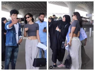 Shah Rukh Khan's daughter Suhana Khan greets paparazzi; poses for picture with fans at the airport - WATCH video