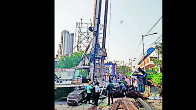 Piling work starts for VIP Bazar Metro station in Kolkata