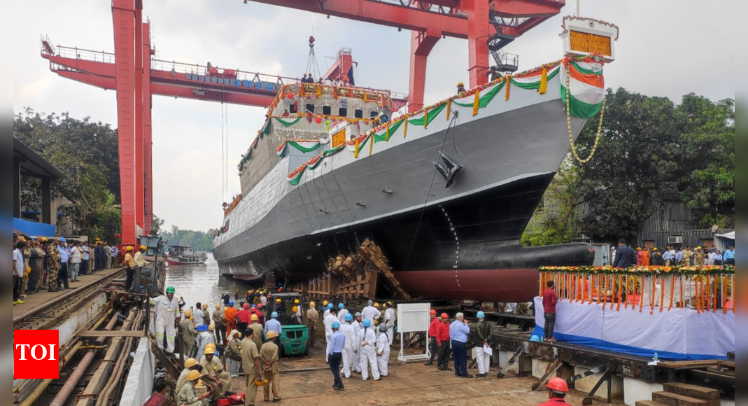 Indian Navy launches shallow water anti-submarine warship in Kolkata ...