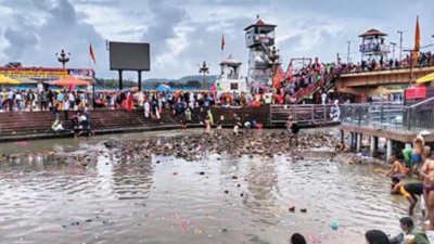 Water drains from Haridwar's Har ki Pauri, pilgrims left waiting for hours