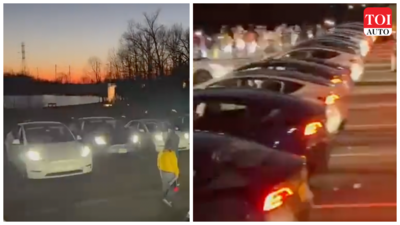 Viral video: Naatu Naatu song flash mob with Tesla cars in New Jersey