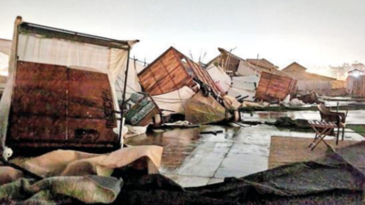 Rain, hailstorm damage Tent City; two electrocuted in Varanasi