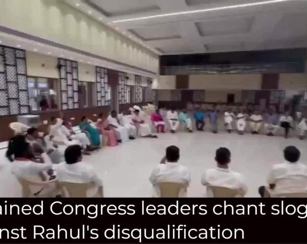 
Congress MPs chant slogans against Rahul Gandhi's disqualification
