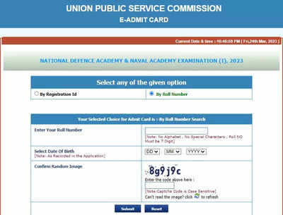 UPSC NDA 1 Admit Card 2023 released at upsc.gov.in, download now