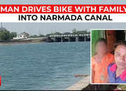 Motorcycle-borne man dives into Narmada Canal in with family, man’s body recovered, kids missing