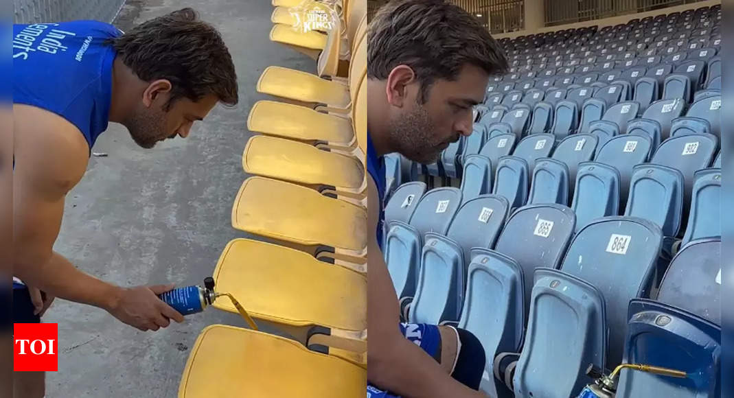 MS Dhoni: Watch: MS Dhoni enjoys spray painting, shows his love for Chepauk | Cricket News – Times of India