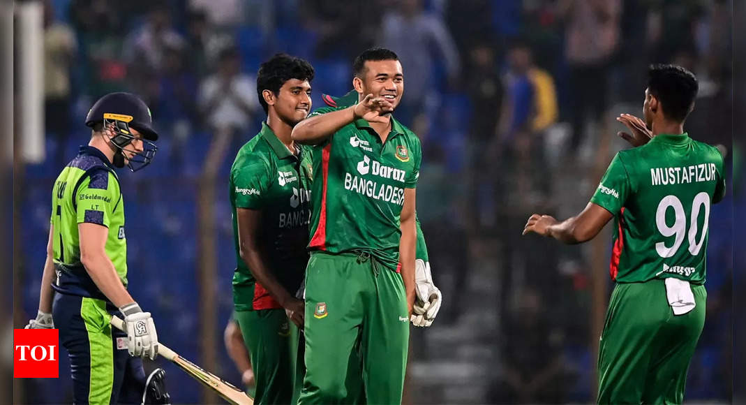 1st T20I: Taskin Ahmed’s four-fer helps Bangladesh beat Ireland in rain-curtailed match | Cricket News – Times of India