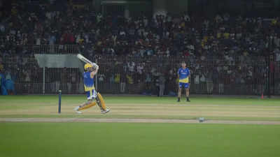 Watch: Chepauk crowd goes crazy as MS Dhoni smokes huge six during practice