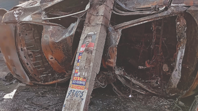 Car rams power pole in Faridabad, catches fire; 25-year-old dies