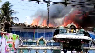 Watch: Major fire breaks out at temple in Andhra Pradesh's Duva village during Ram Navami celebrations