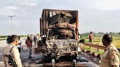 Truck goes up in flames after EPE crash in Greater Noida, 30-year-old driver dies