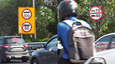 75 kmph or 100? 2 boards on Noida e-way leave commuters stumped
