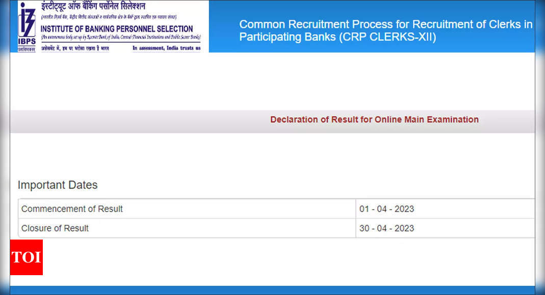 IBPS CRP-Clerks-XII Result 2023 Announced On Ibps.in; Download Here ...