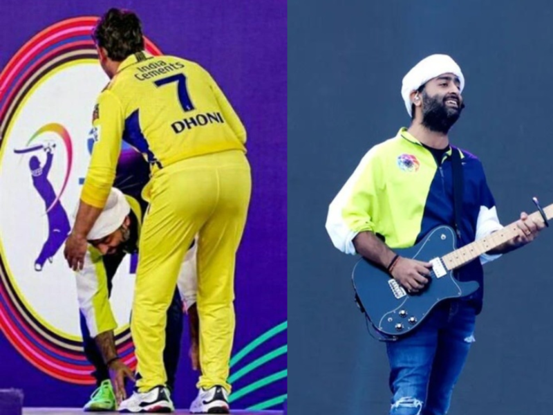 Arijit Singh touches MS Dhoni's feet during IPL Opening Ceremony 2023; picture goes viral
