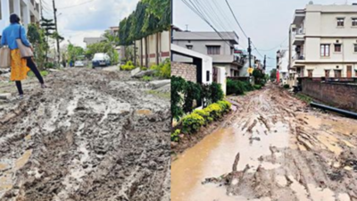 Dehradun roads dug up to fix sewer lines get muddy, risky in rain