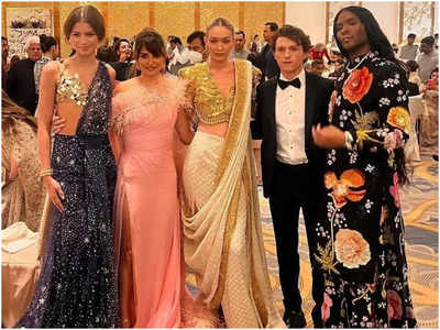 Tom Holland, Zendaya, Gigi Hadid pose together in a rare moment at the NMACC gala; Gauri Khan photobombs them