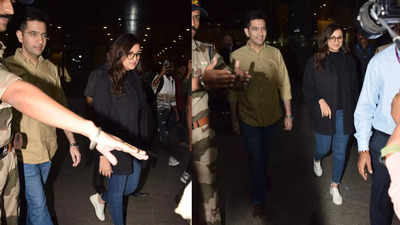 Amid roka rumours, Parineeti Chopra and Raghav Chadha get clicked together again at Mumbai airport