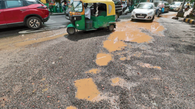 Revamped in February, but it’s raining craters on this key IFFCO Chowk link in Gurgaon