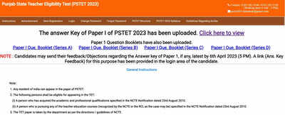 PSTET 2023 Answer Key released on pstet2023.org, download link here