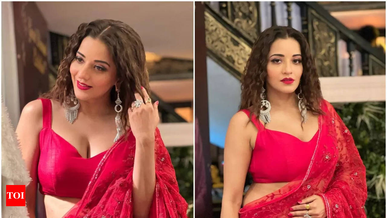 Photos: Monalisa looks drop-dead gorgeous as she poses in a pink  see-through saree