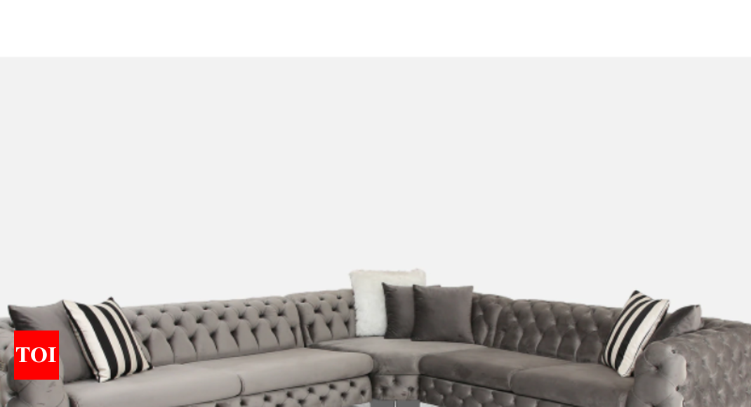 Adorn India Ashley Leatherette Fabric L Shape 6 Seater Sofa Set Plain