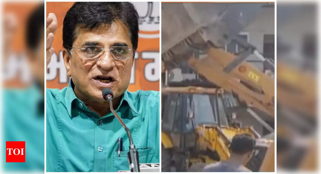 Illegal studio demolished in Mumbai, BJP leader Kirit Somaiya claims 19 other illegal studios will also be razed – Times of India