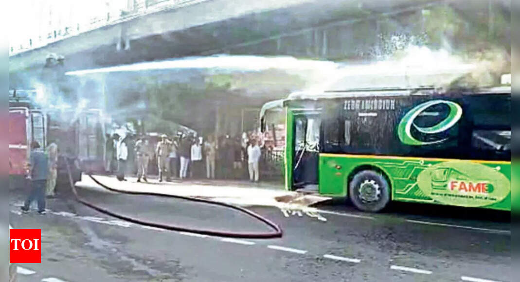 TSRTC e-bus catches fire at Begumpet | Hyderabad News - Times of India
