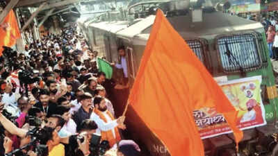 Ahead of tour, Maharashtra CM Eknath Shinde flags off Ayodhya train