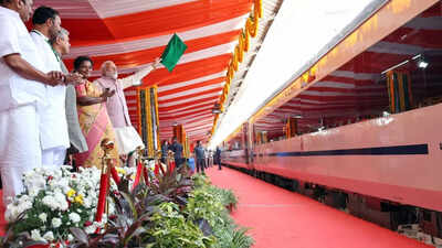 PM Modi flags off 2nd set of Vande Bharat trains in 3 south states